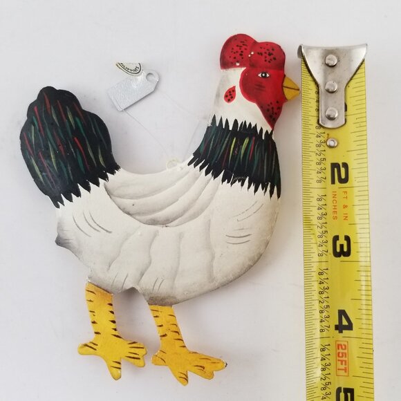 Primitive Chicken Rooster Metal Ornament Figurine Rustic Farmhouse Original Tag - Picture 7 of 9